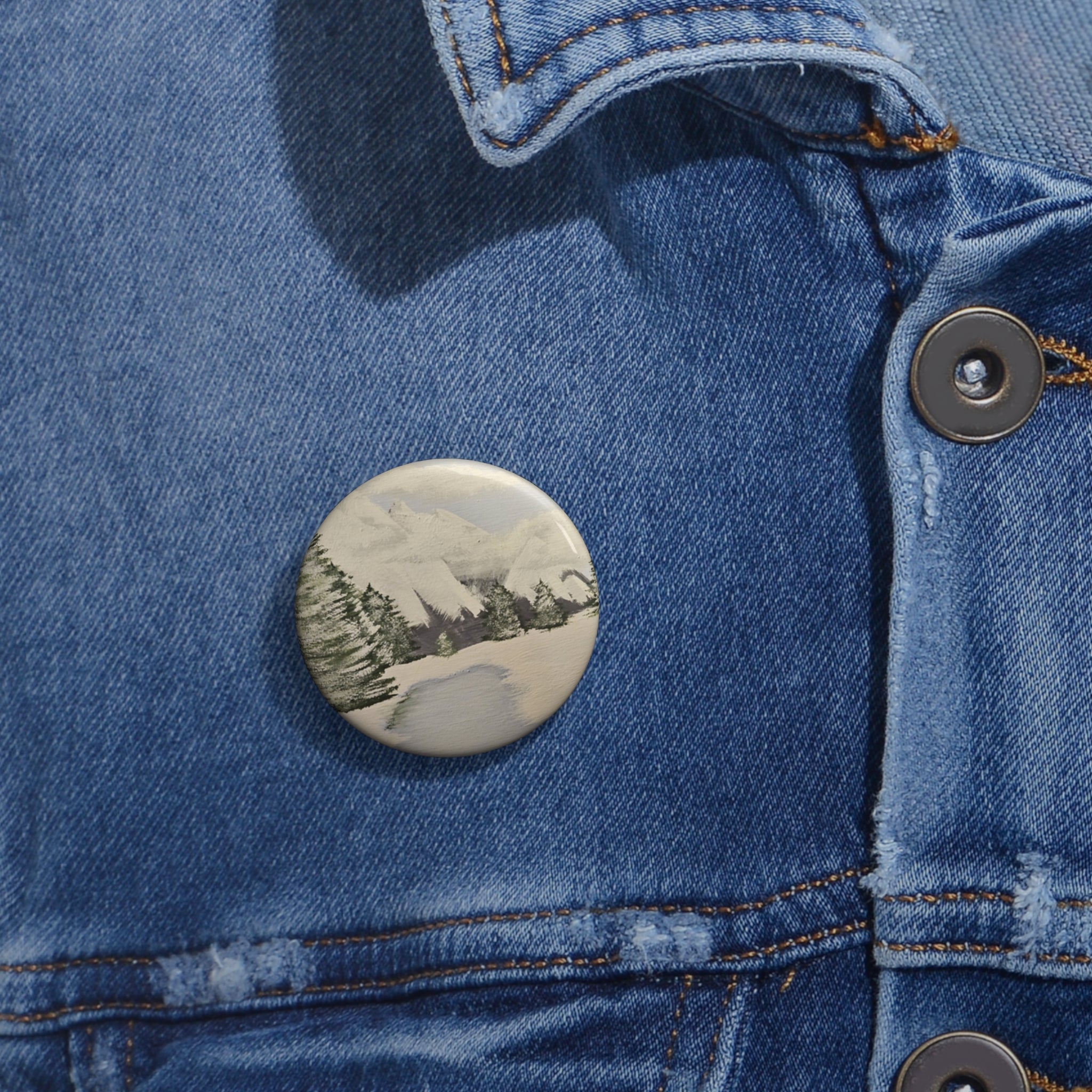 Snowy Mountains Pin Button