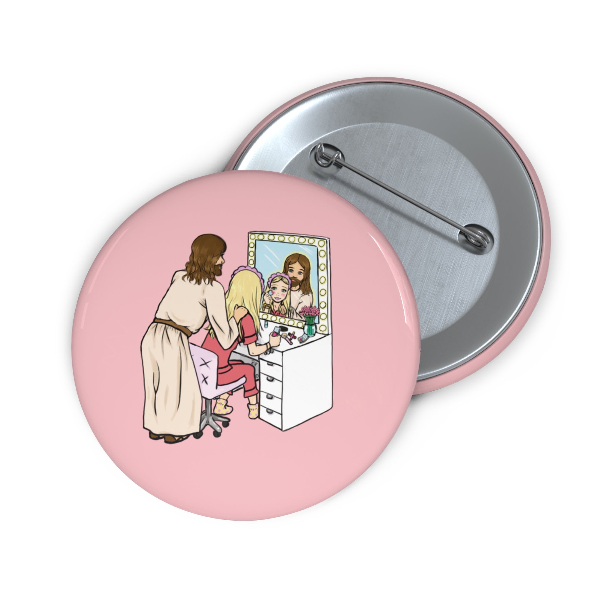 Getting Ready With Jesus Button Pin