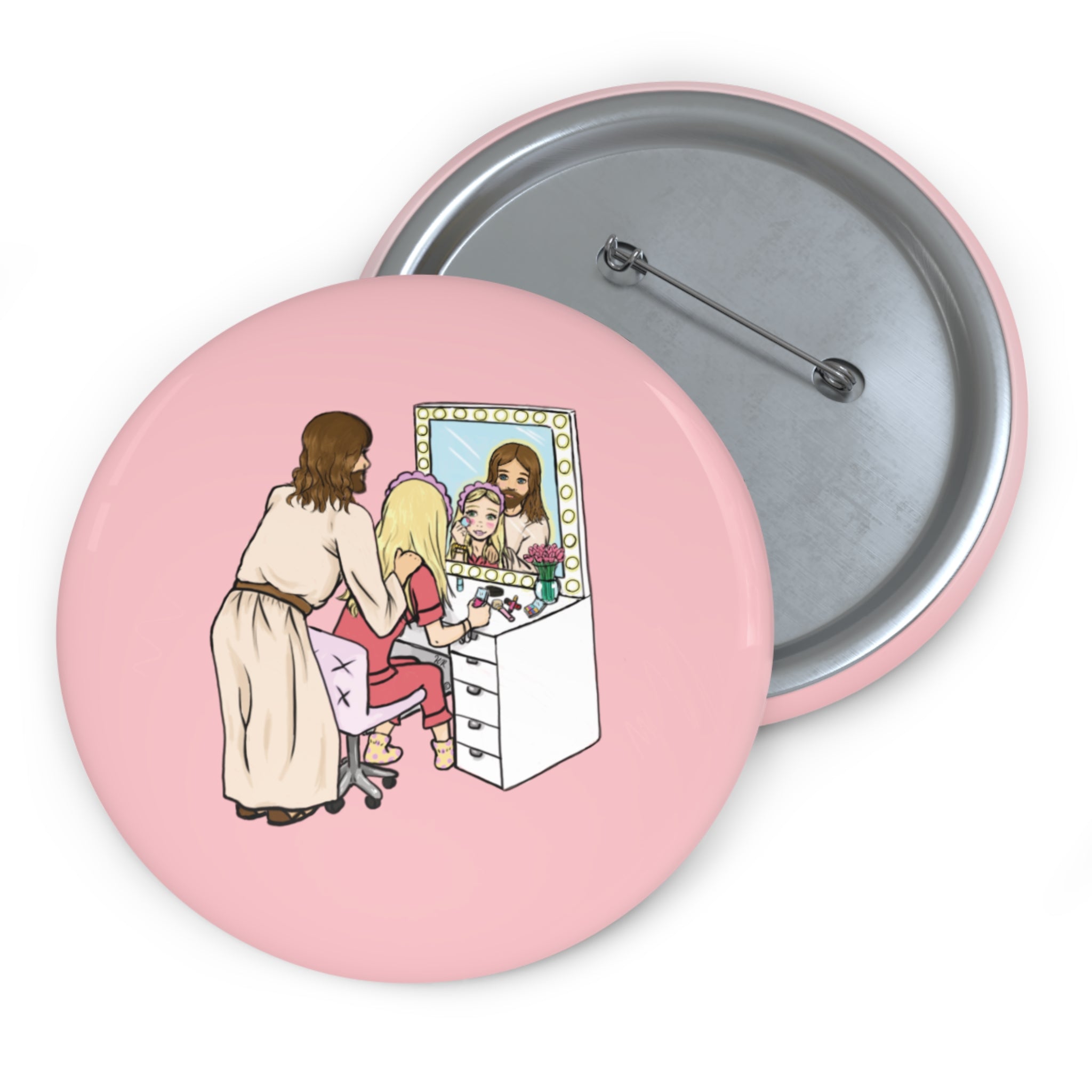 Getting Ready With Jesus Button Pin