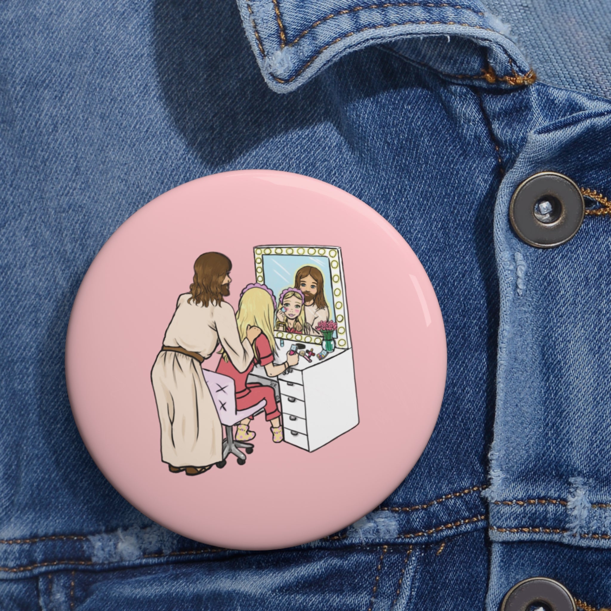 Getting Ready With Jesus Button Pin