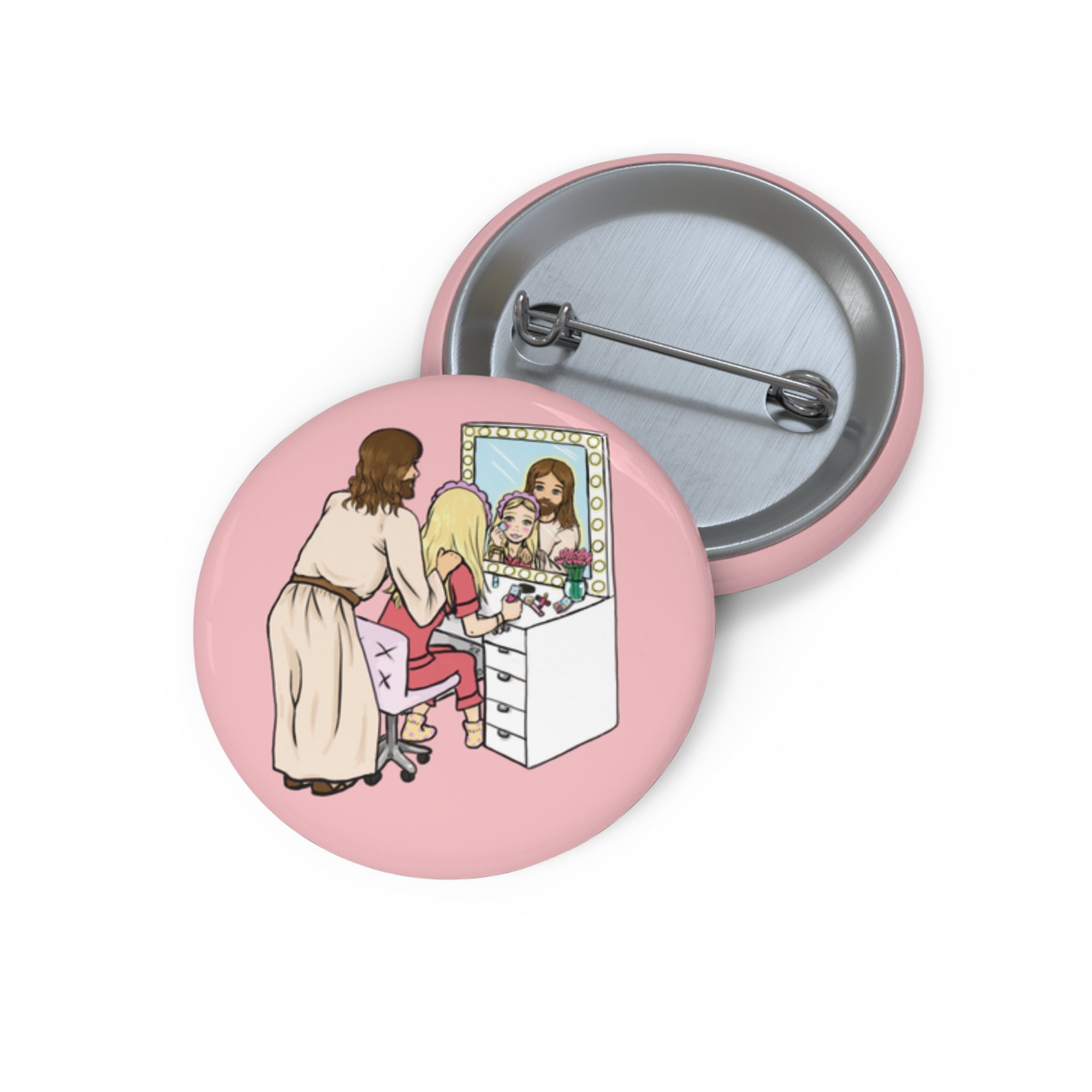 Getting Ready With Jesus Button Pin