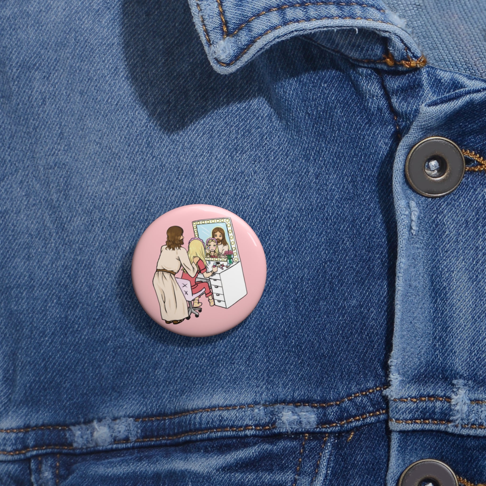 Getting Ready With Jesus Button Pin